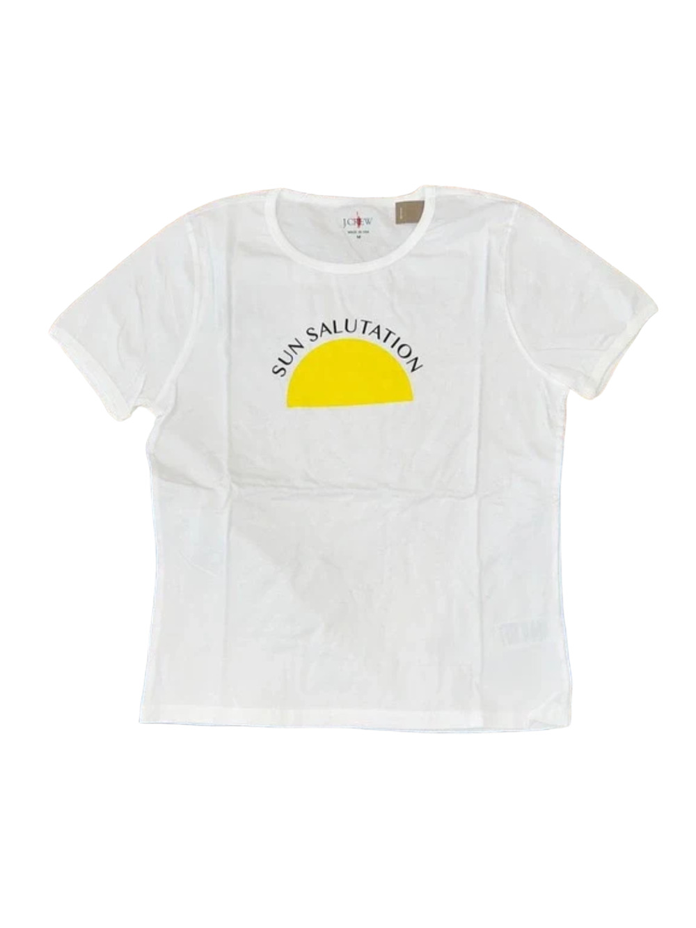 NWT J. Crew White W/Yellow "Sun Salutation" Graphic T-Shirt - SIZE MEDIUM